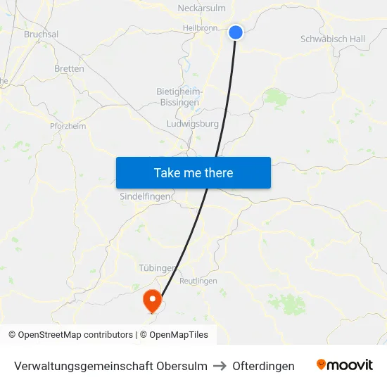 Verwaltungsgemeinschaft Obersulm to Ofterdingen map
