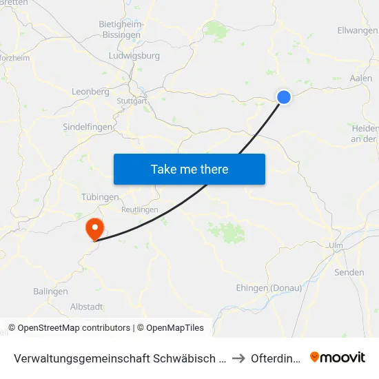 Verwaltungsgemeinschaft Schwäbisch Gmünd to Ofterdingen map
