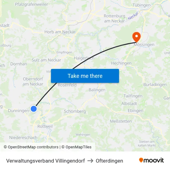 Verwaltungsverband Villingendorf to Ofterdingen map
