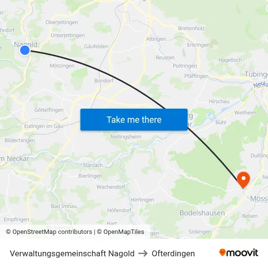 Verwaltungsgemeinschaft Nagold to Ofterdingen map