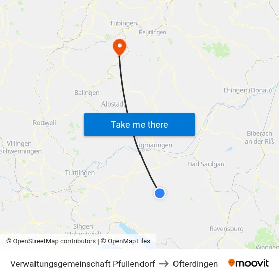 Verwaltungsgemeinschaft Pfullendorf to Ofterdingen map