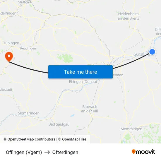 Offingen (Vgem) to Ofterdingen map