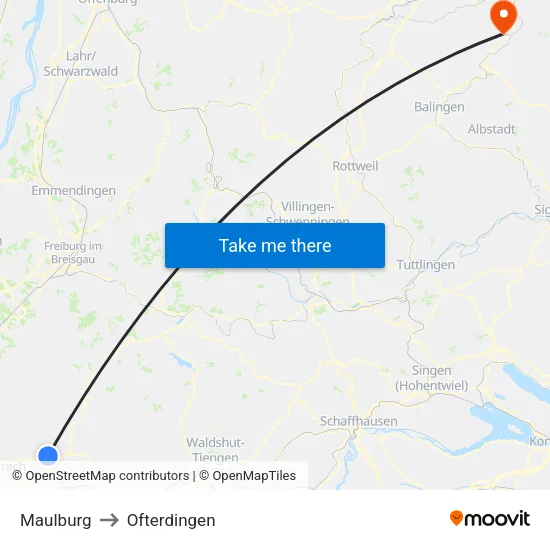 Maulburg to Ofterdingen map