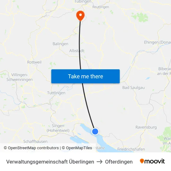 Verwaltungsgemeinschaft Überlingen to Ofterdingen map