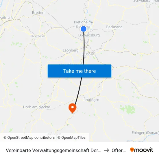 Vereinbarte Verwaltungsgemeinschaft Der Stadt Bietigheim-Bissingen to Ofterdingen map