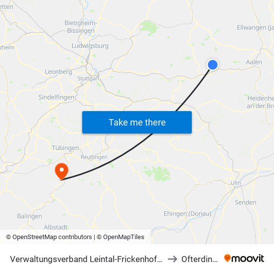Verwaltungsverband Leintal-Frickenhofer Höhe to Ofterdingen map