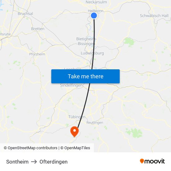 Sontheim to Ofterdingen map