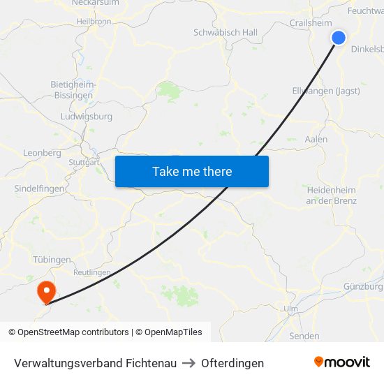 Verwaltungsverband Fichtenau to Ofterdingen map