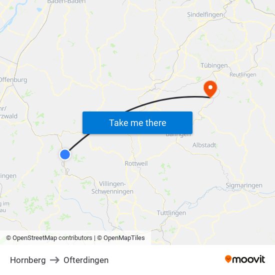 Hornberg to Ofterdingen map