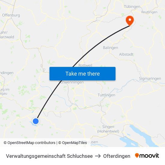 Verwaltungsgemeinschaft Schluchsee to Ofterdingen map