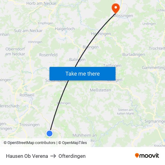 Hausen Ob Verena to Ofterdingen map