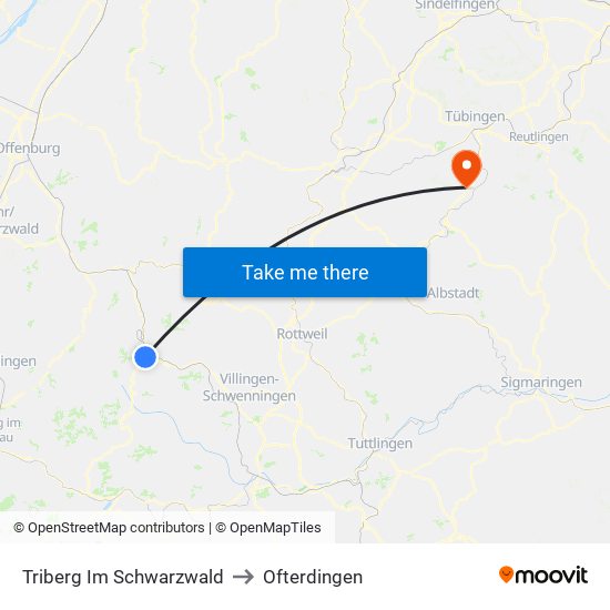 Triberg Im Schwarzwald to Ofterdingen map
