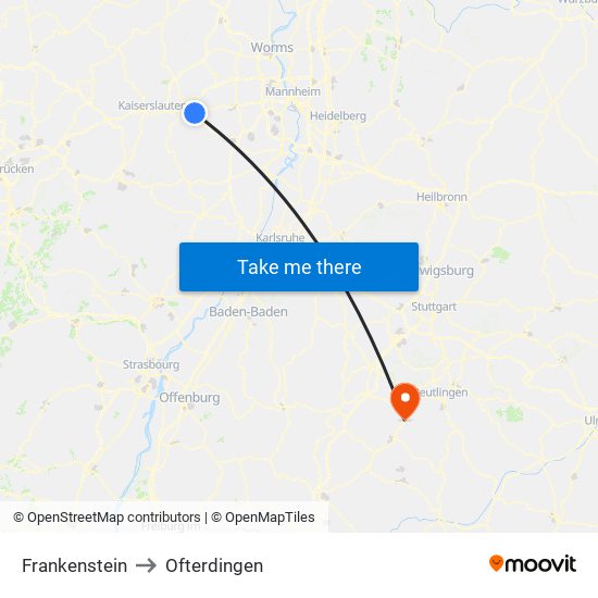 Frankenstein to Ofterdingen map