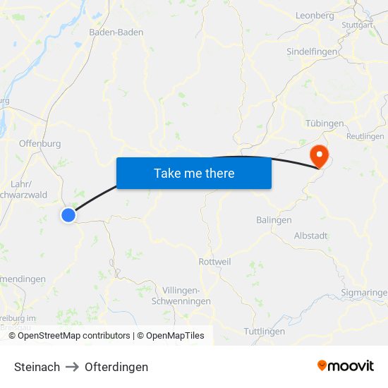 Steinach to Ofterdingen map