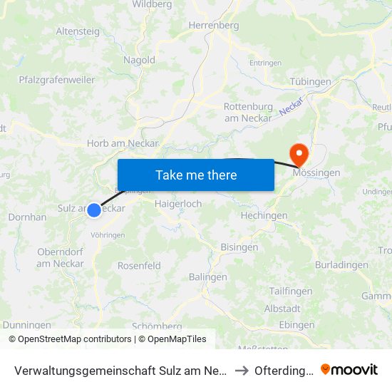 Verwaltungsgemeinschaft Sulz am Neckar to Ofterdingen map