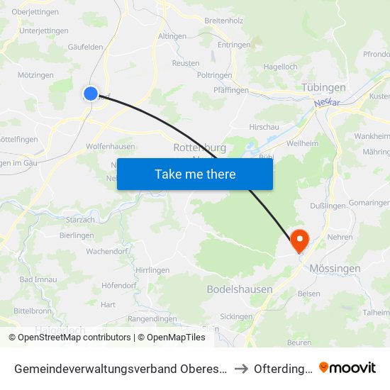 Gemeindeverwaltungsverband Oberes Gäu to Ofterdingen map