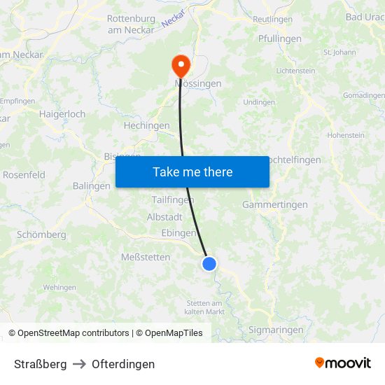 Straßberg to Ofterdingen map