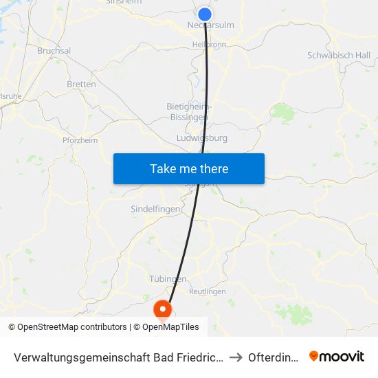Verwaltungsgemeinschaft Bad Friedrichshall to Ofterdingen map