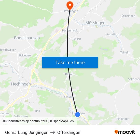 Gemarkung Jungingen to Ofterdingen map