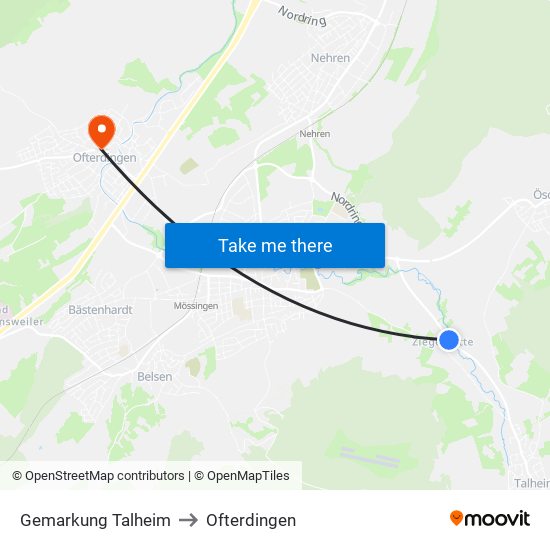 Gemarkung Talheim to Ofterdingen map
