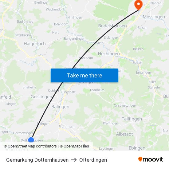 Gemarkung Dotternhausen to Ofterdingen map