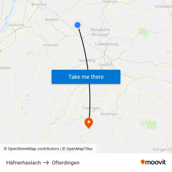 Häfnerhaslach to Ofterdingen map