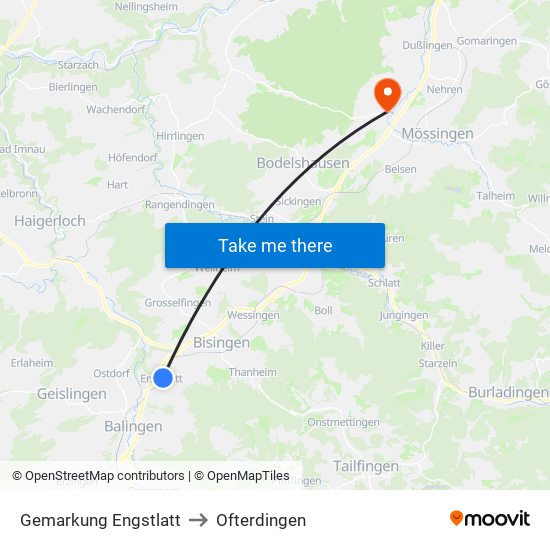 Gemarkung Engstlatt to Ofterdingen map