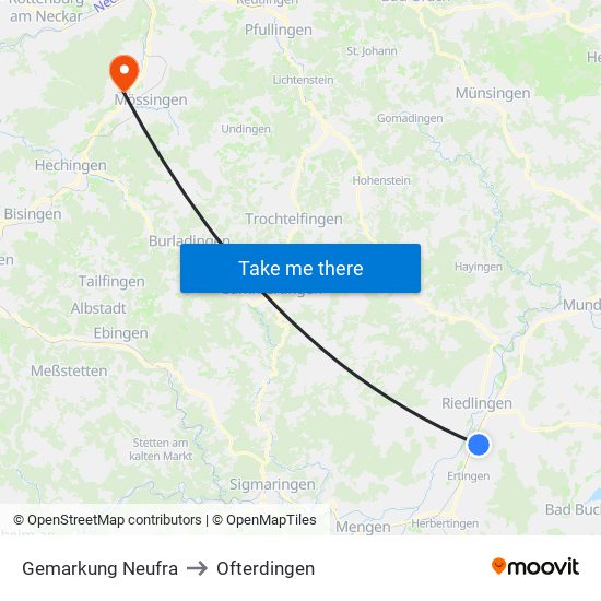 Gemarkung Neufra to Ofterdingen map