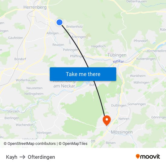 Kayh to Ofterdingen map