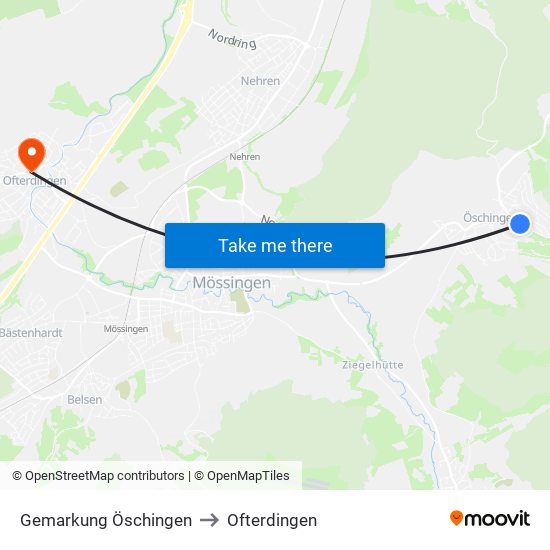 Gemarkung Öschingen to Ofterdingen map