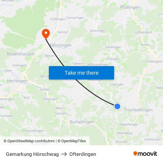 Gemarkung Hörschwag to Ofterdingen map