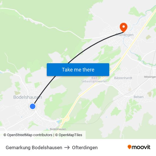 Gemarkung Bodelshausen to Ofterdingen map