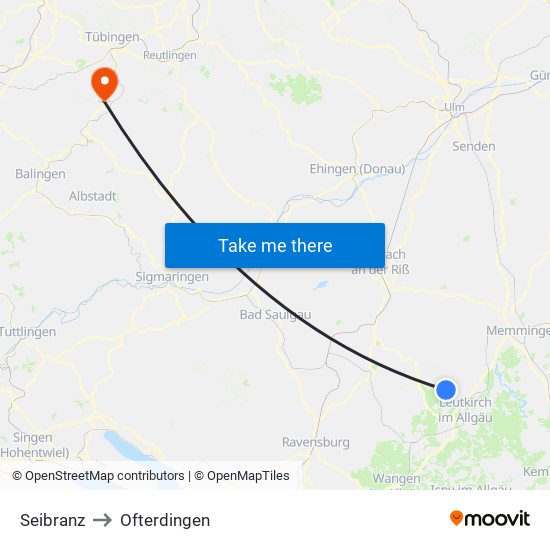 Seibranz to Ofterdingen map