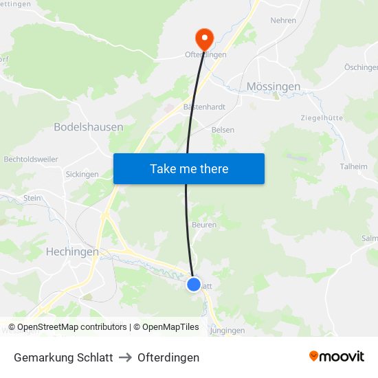 Gemarkung Schlatt to Ofterdingen map