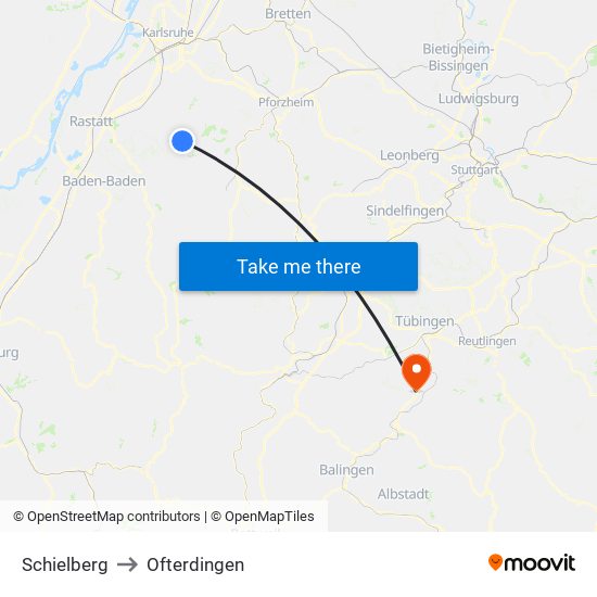 Schielberg to Ofterdingen map