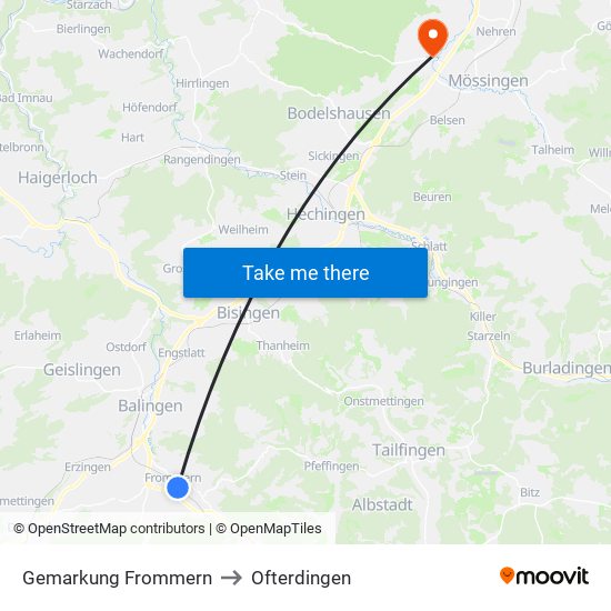 Gemarkung Frommern to Ofterdingen map