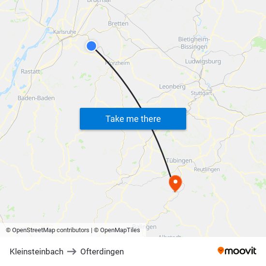 Kleinsteinbach to Ofterdingen map