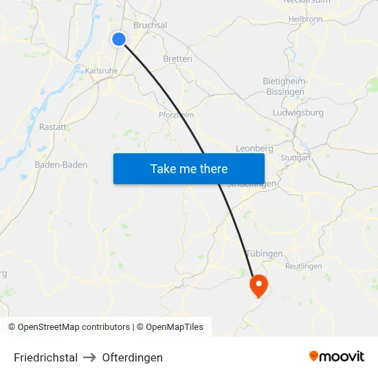 Friedrichstal to Ofterdingen map