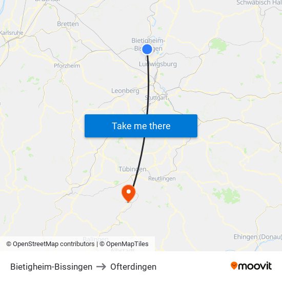 Bietigheim-Bissingen to Ofterdingen map