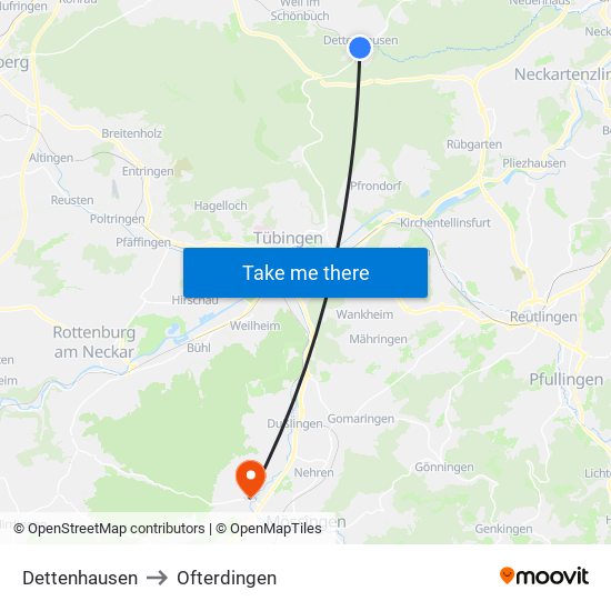 Dettenhausen to Ofterdingen map