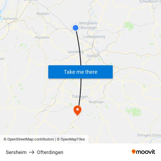 Sersheim to Ofterdingen map