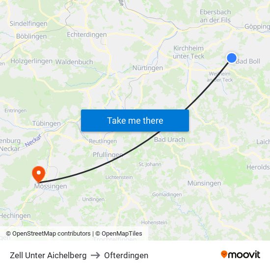 Zell Unter Aichelberg to Ofterdingen map