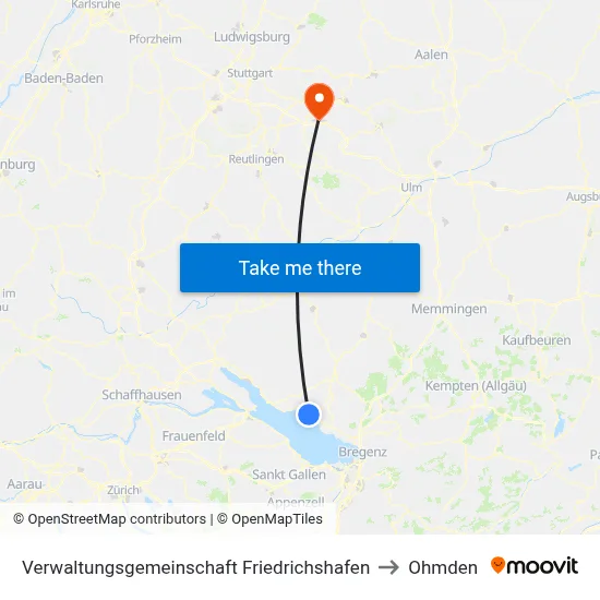 Verwaltungsgemeinschaft Friedrichshafen to Ohmden map