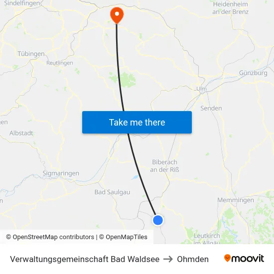 Verwaltungsgemeinschaft Bad Waldsee to Ohmden map