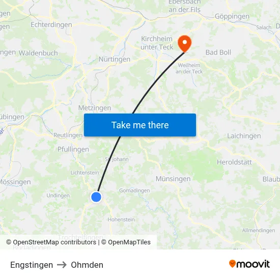 Engstingen to Ohmden map