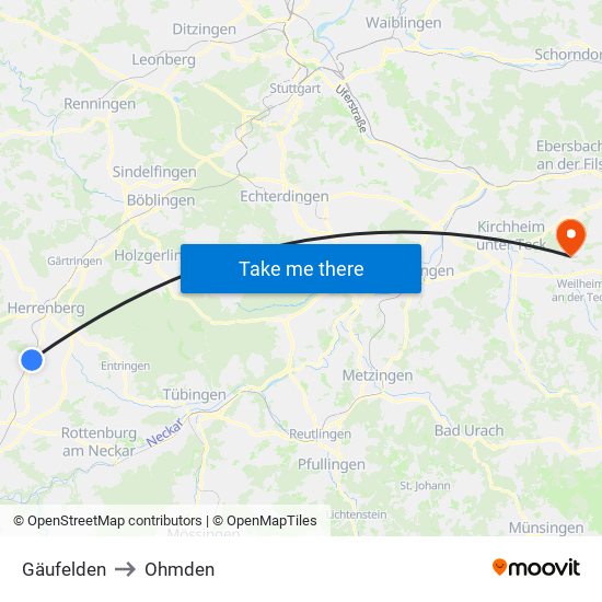 Gäufelden to Ohmden map