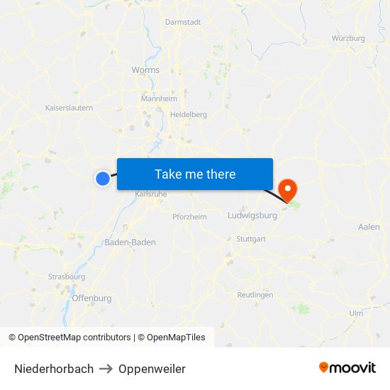 Niederhorbach to Oppenweiler map