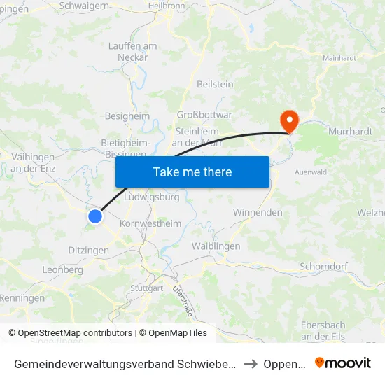 Gemeindeverwaltungsverband Schwieberdingen-Hemmingen to Oppenweiler map