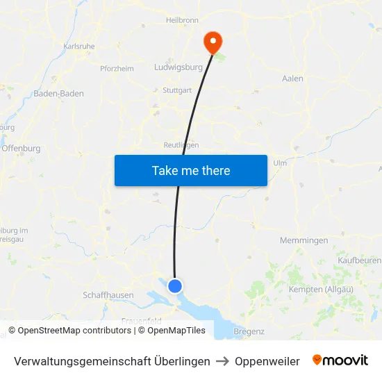 Verwaltungsgemeinschaft Überlingen to Oppenweiler map