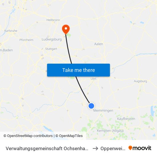 Verwaltungsgemeinschaft Ochsenhausen to Oppenweiler map